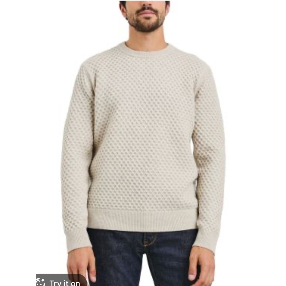 Rails Carrick Crewneck Sweater Mens Large Oatmeal Wool Camel Hair Honeycomb Knit